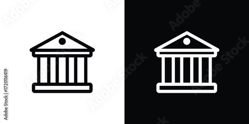 Classic building icon in black and white contrast