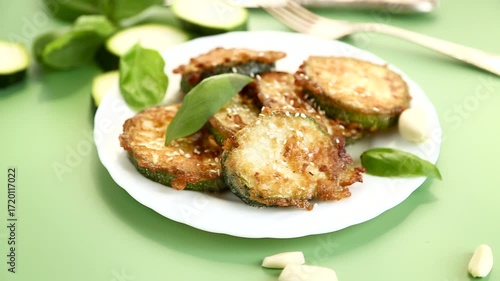 Seasonal quick-fried zucchini with aromatic garlic and sesame