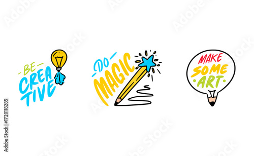 Creative Themed Quote Stickers and Illustrations
