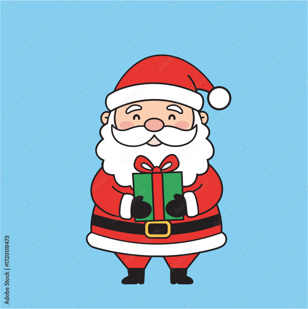 Papai Noel segurando uma caixa de presentes