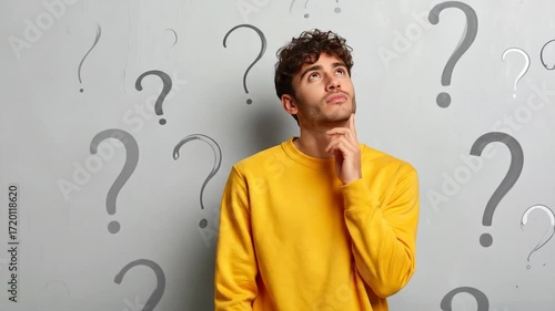 Man Surrounded by Question Marks: A Visual Metaphor for Contemplation