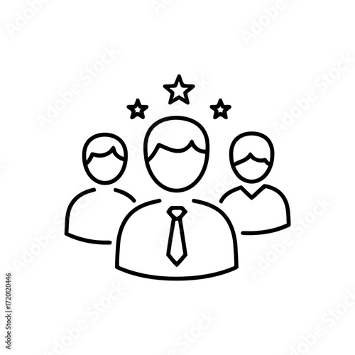 Group of professionals with stars symbolizing success and achievement  