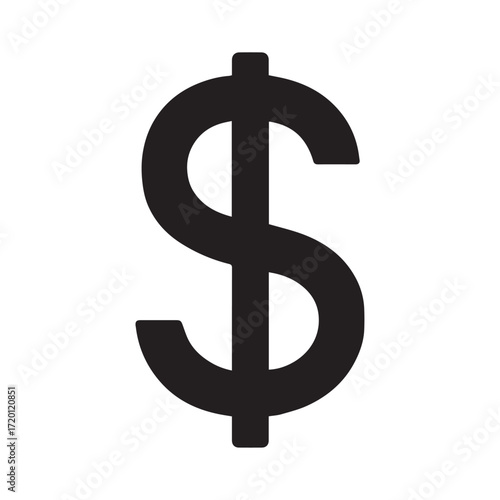 Dollar symbol isolated on transparent background.
