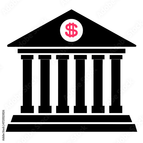 Modern bank building silhouette representing financial institution and corporate services