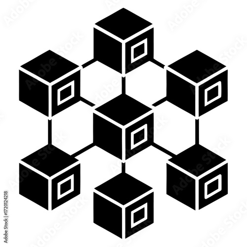Abstract digital network connections and cryptocurrency technology icons for modern design