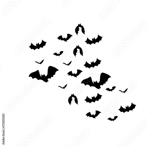 flying bats silhouettes