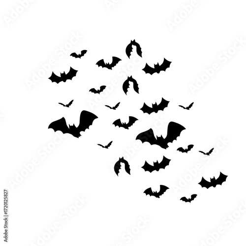 flying bats silhouettes