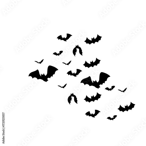 flying bats silhouettes