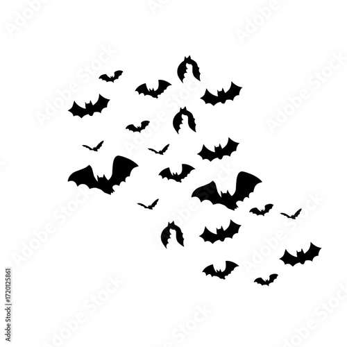 flying bats silhouettes