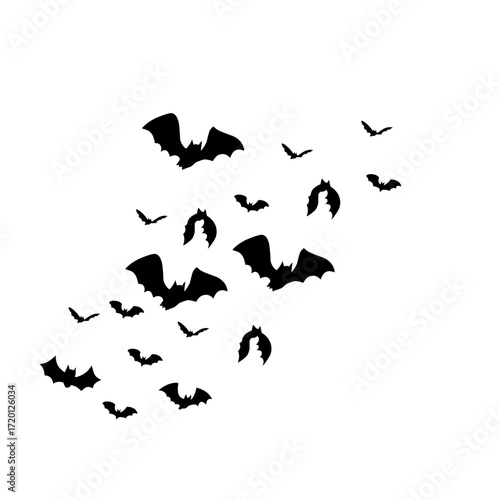 flying bats silhouettes