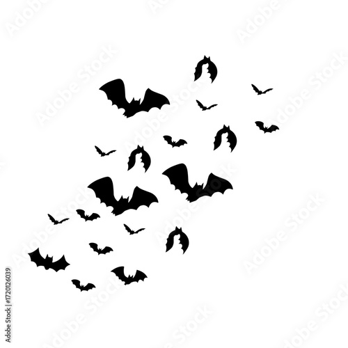 flying bats silhouettes