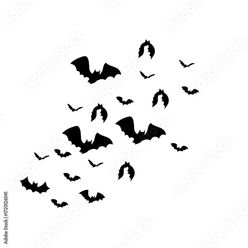 flying bats silhouettes