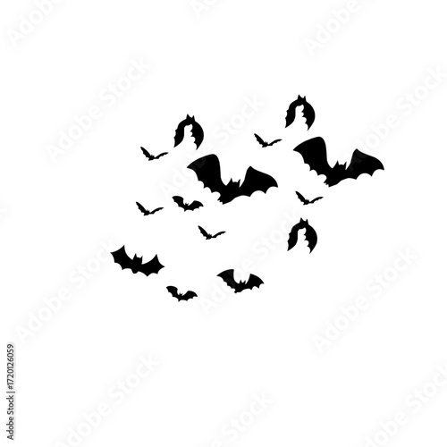 flying bats silhouettes