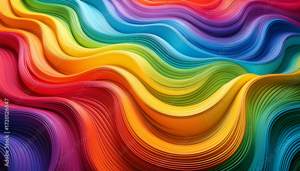 Obraz premium Colorful Abstract Waves Vibrant Rainbow Curves Wavy Gradient Patterns