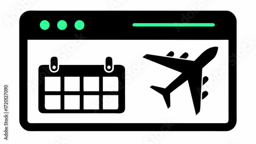 Modern travel booking website icons for flight reservations and vacation planning