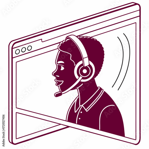 Customer service chat icon silhouette for website support and communication
