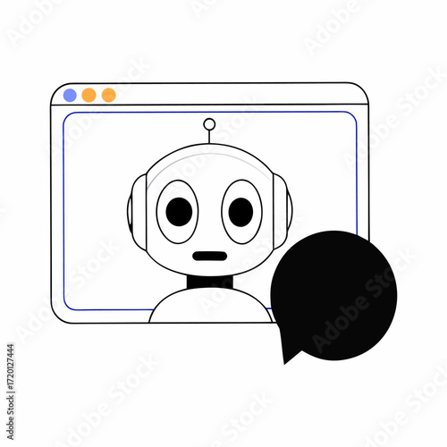 Website chatbot silhouette icon for ai support and customer service