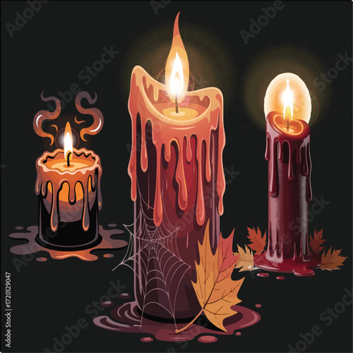 burning candles on a black background