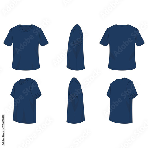 Navy Blue T-Shirt Mockup Isolated on White Background