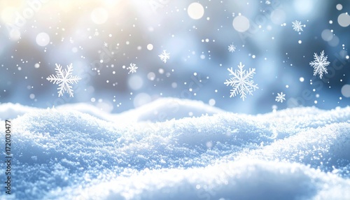 Wallpaper Mural Snowy landscape with soft bokeh and falling snowflakes creates serene winter scene Torontodigital.ca