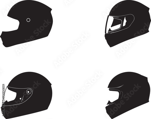 motorcycle helmet silhouette on white background