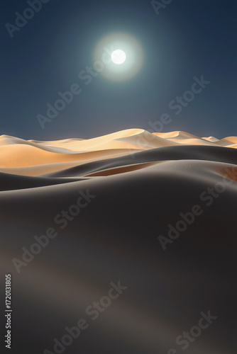Desert of white dunes glowing in moonl 1 00003