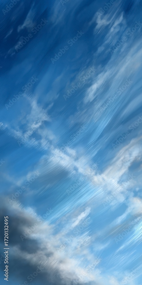 Fototapeta premium Beautiful Blue Sky with Wispy Clouds and Elegant Brush Strokes
