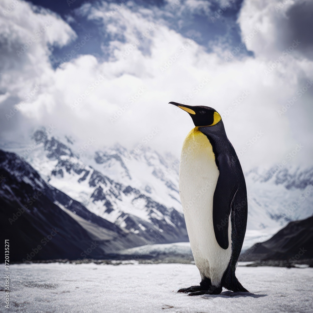 Fototapeta premium Emperor penguin on ice landscape