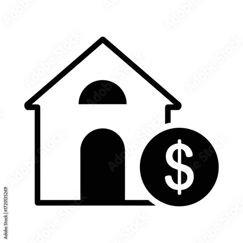 House with dollar sign icon silhouette vector illustration
