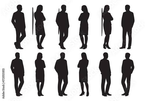 Silhouetted Figures Diverse Poses of People in Black