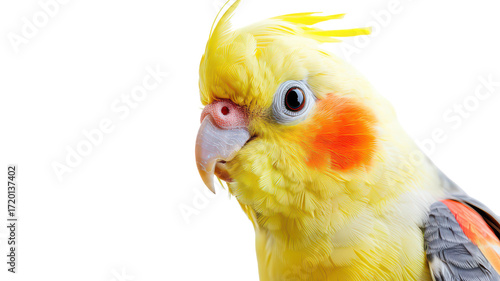  Close-up portrait of a yellow cockatiel pet bird with orange cheek patches isolated.png