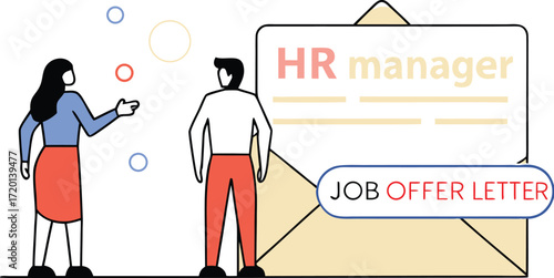 HR manager showing job offer letter to candidate