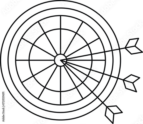 Dartboard With Three Arrows In The Bullseye darts target