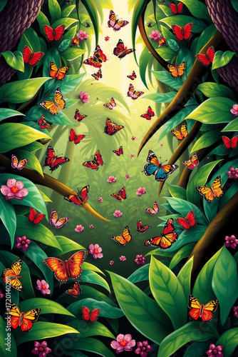 A Jungle Grove Alive With Rainbow Butter