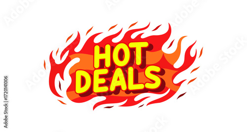 Hot deals fire vector icon label isolated on white Background stickers Illustration