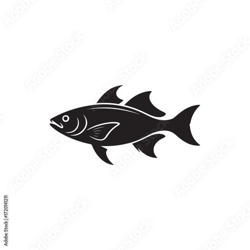 Fish Icon in Black Silhouette Minimalist Design`