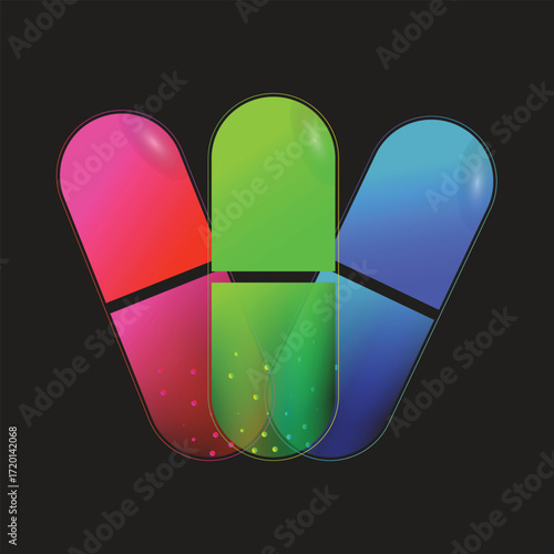 Single medicine pill icon with color options
