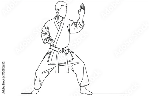 Vector art of a karate fighter in stance, showcasing discipline, strength, and martial arts technique, ideal for fitness, sports, or selfdefense related projects and designs
