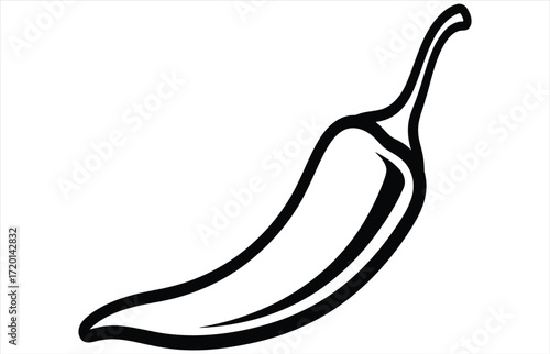 Vector art of chili pepper line art illustration, this simple yet striking design captures the essence of spice and flavor with a clean, modern aesthetic