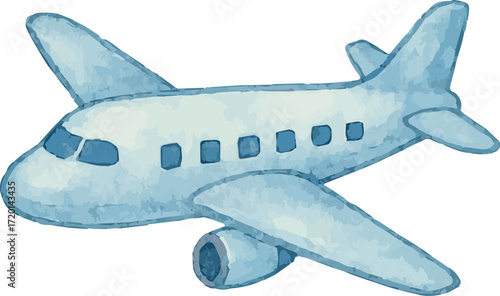 Watercolor vector illustration of an airplane