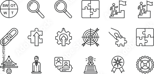 Strategic Growth Icons Business Solution Elements for Vision and Success