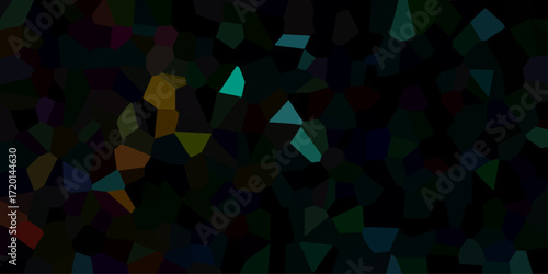 Dark mosaic pattern with irregular polygons in deep teal amber and burgundy hues abstract background