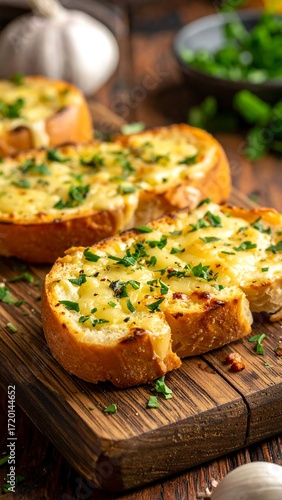 Melted cheese on toasted bread slices