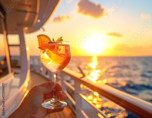 Sunset cocktail on a cruise ship