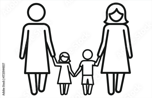 Illustration of a samesex female couple with two children, symbolizing family, love, and diversity, this simple yet powerful image represents modern family structures