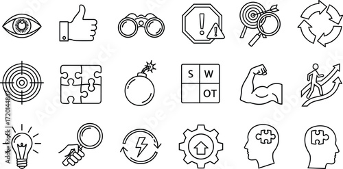 Business Strategy Icons Planning, Vision, and Success