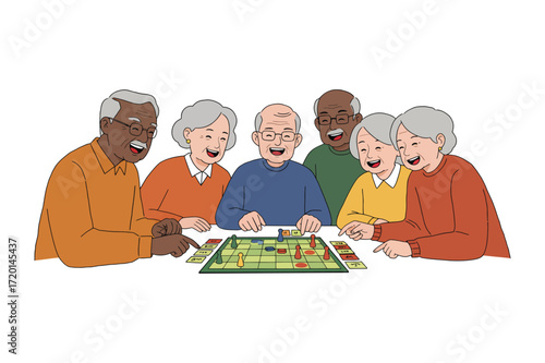 Elderly People Enjoying a Board Game Together
