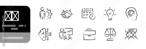 Business Strategy Icons Set – Editable Stroke Corporate Planning Vector Collection
