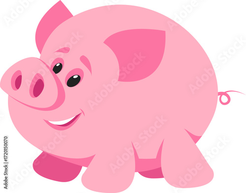 Cheerful pink piglet
