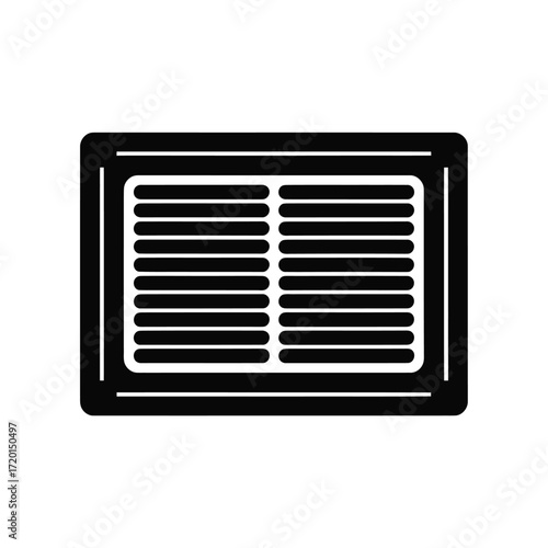 Simple black and white illustration of a rectangular air vent